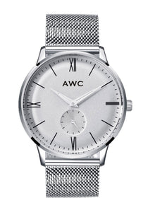 Handmade Watch - Grand Silver Mesh Watch, 42mm  AWC Accutime®
