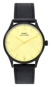Handmade Watch - Hudson Black Leather Strap Watch, 42mm | AWC Accutime®