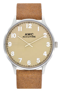 Handmade Watch - Pershing Suede Strap Watch, 40mm | AWC Accutime®